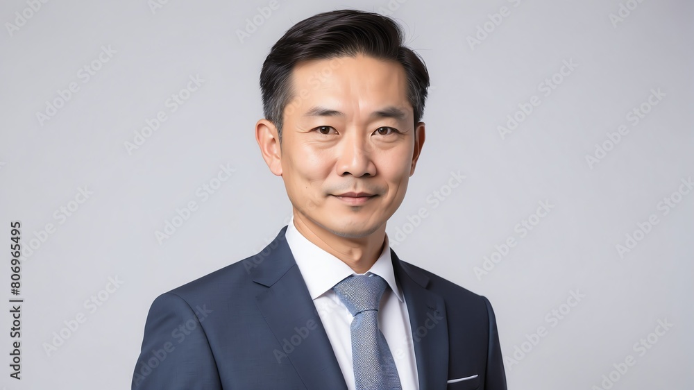 young middleaged asian businessman studio portrait on plain white background from Generative AI young middleaged asian businessman studio portrait on plain white background from Generative AI