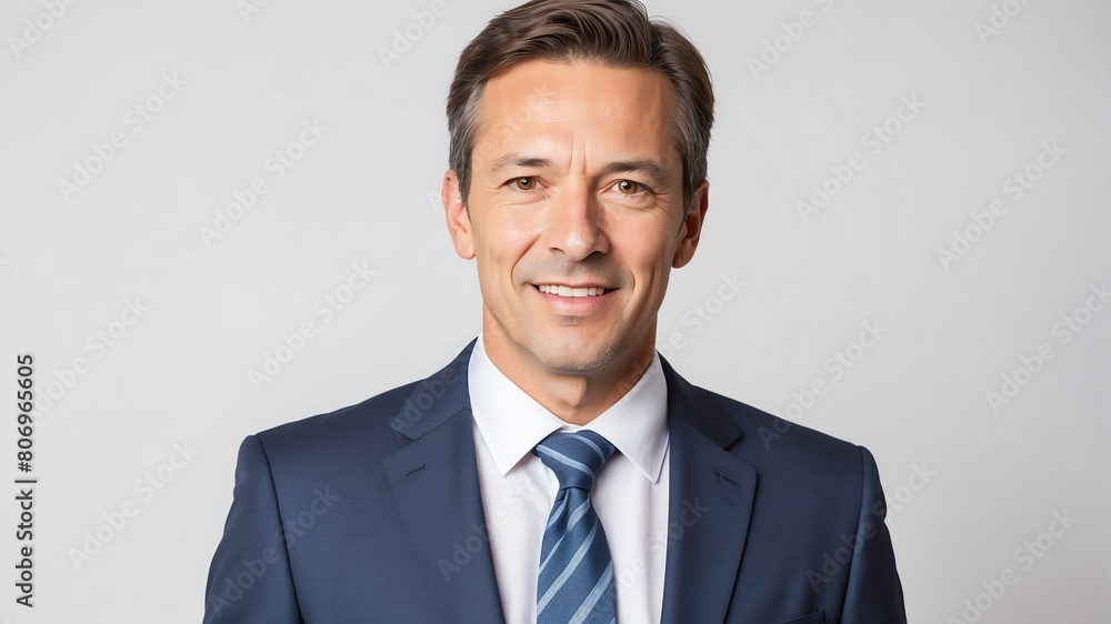 young middleaged businessman studio portrait on plain white background from Generative AI young middleaged businessman studio portrait on plain white background from Generative AI