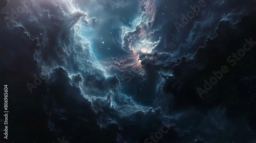 majestic deep space scene with nebula stars and distant galaxies digital concept art