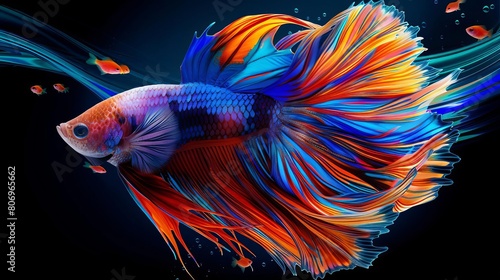majestic fighting fish in vibrant colors fantasy aquatic creature art illustration