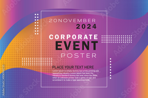 Corporate Business Event poster design. Abstract Vector Dynamic Background. Futuristic Poster for Corporate Meeting