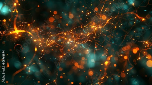 neural luminance glowing neuron cells with pulsating light computer generated abstract background photo