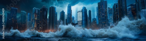 Raging Waves Inundating Bus...