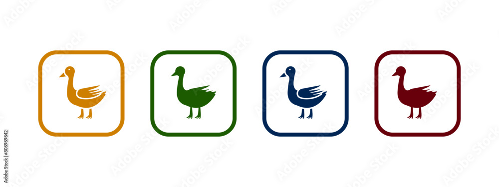 goose icon vector illustration. goose icon in different color design. goose icon vector illustration. goose icon in different color design.