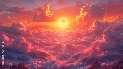sunrise in the mountains   Mystical Sunrise in the Mountains - Enchanting 4K HD Digital Art Wallpaper