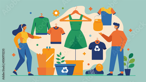 The event also offers a workshop on upcycling old workout clothes into new and stylish pieces giving new life to old items and reducing waste.. Vector illustration