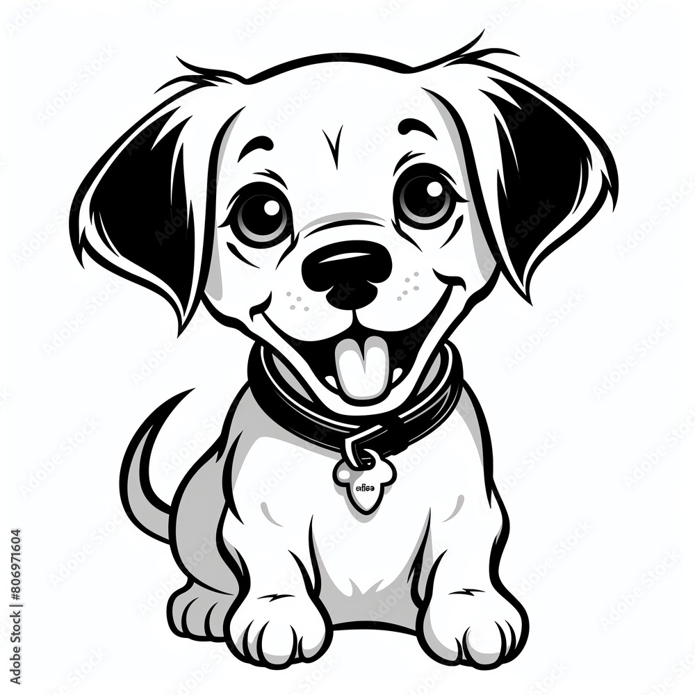 A cute Dog smile black line black and white clipart isolate white background A cute Dog smile black line black and white clipart isolate white background