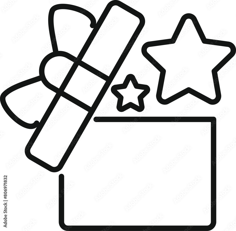Gift loyalty open box icon outline vector. Favorite care promo. Online code Gift loyalty open box icon outline vector. Favorite care promo. Online code