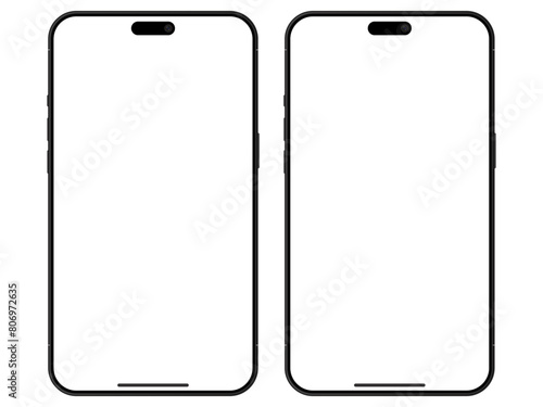 iPhone 15 pro  with transparent display mockup. Device front view. vector illustration