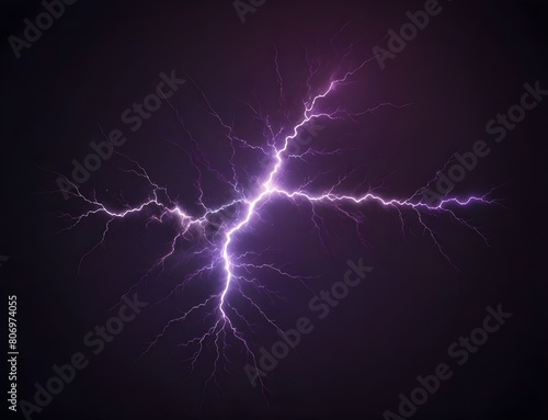 Purple Lightning bolt strike set. Isolated transparent background. Zeus, God, Jupiter, Thor, mythology concepts. Shock and energy glow. Fractal light burst flair. Fantasy glowing transparent PNG