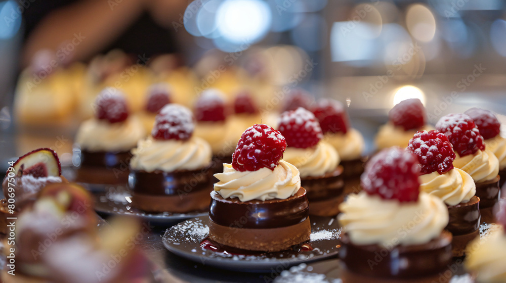 pastry chef making cake with whipped cream, dessert, food, cake, fruit, sweet, cream, raspberry, strawberry, breakfast, berry, delicious, pastry, red, fresh, pie, plate, tart, raspberries, gourmet