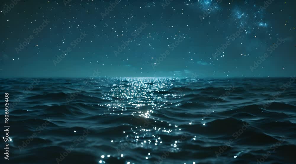 a beautiful night sky with stars and a bright light reflecting on the water a beautiful night sky with stars and a bright light reflecting on the water