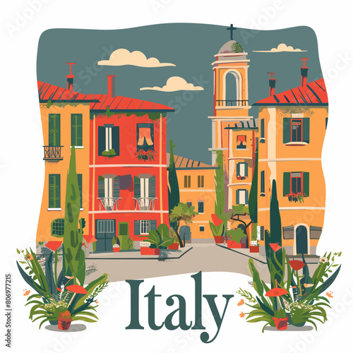 Italy is a beautiful country with a lot of history and culture. The buildings are colorful and the streets are lined with trees and flowers. The city is full of life and energy