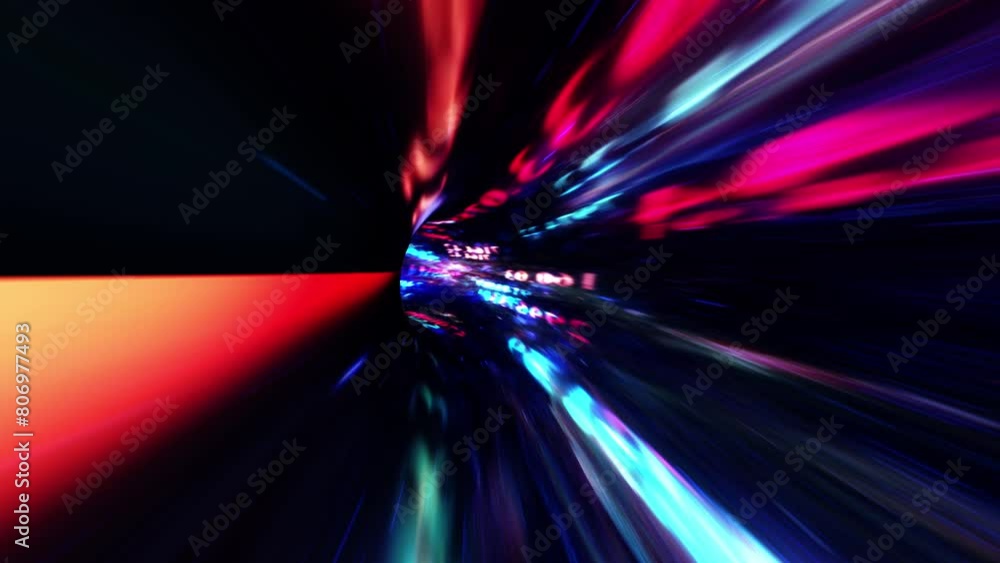 Abstract loop colorful psychedelic futuristic pattern hitech grid digital tunnel background. Round blurred science hi-tech VJ loop abstraction. Beautiful art effect, optic