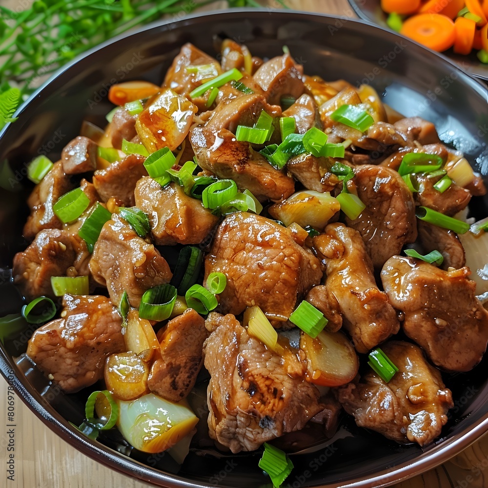 Savory Stir Fried Pork in Aromatic Oyster Sauce with Vibrant Vegetables