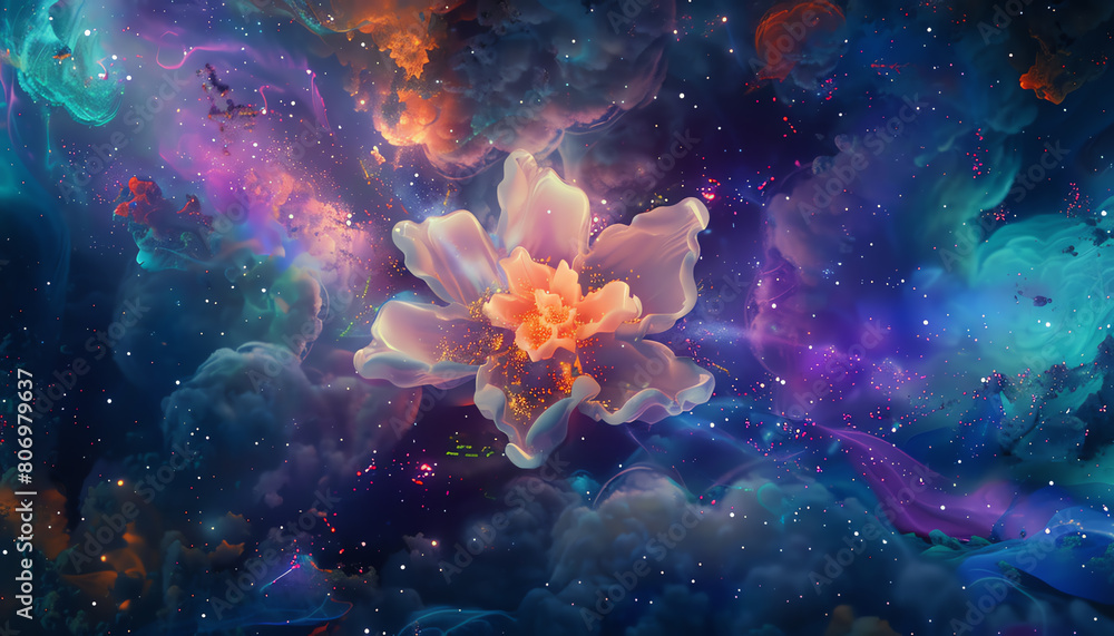 Craft a stunning aerial view of a cosmic garden Craft a stunning aerial view of a cosmic garden
