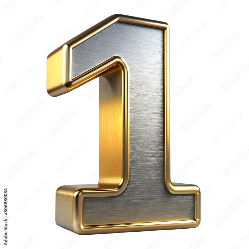 Number 1 on white background. Rose gold 3D rendered number with gloss chrome surface. Number 1 on white background. Rose gold 3D rendered number with gloss chrome surface.