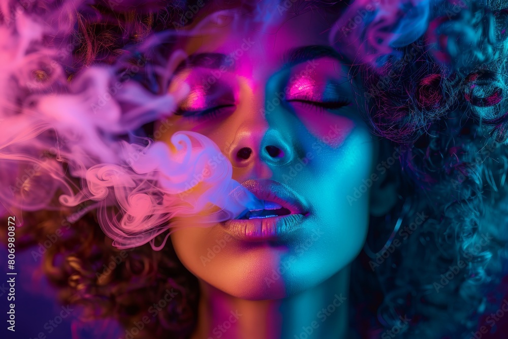 woman smoking smoke electronic cigarette