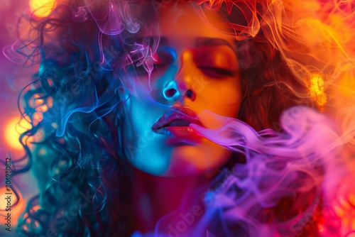 woman smoking smoke electronic cigarette © Андрей Трубицын