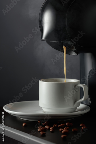 Espresso machine making fresh coffee.