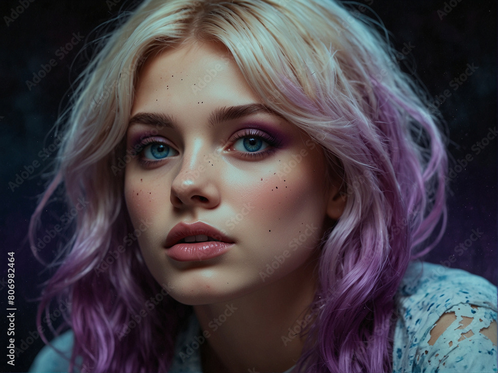 Stylish Woman with Vibrant Purple Hair