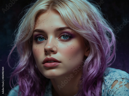Stylish Woman with Vibrant Purple Hair