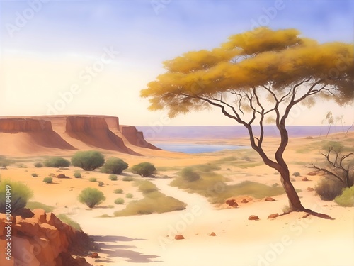 Namibe Angola Country Landscape Illustration Art photo