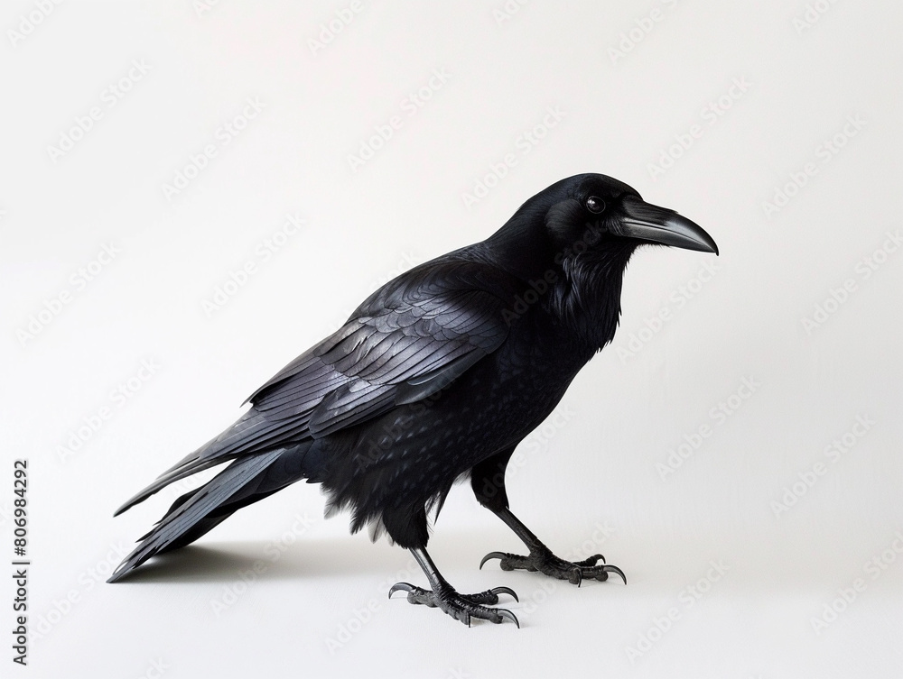Black Raven Standing Isolated on White Background Black Raven Standing Isolated on White Background