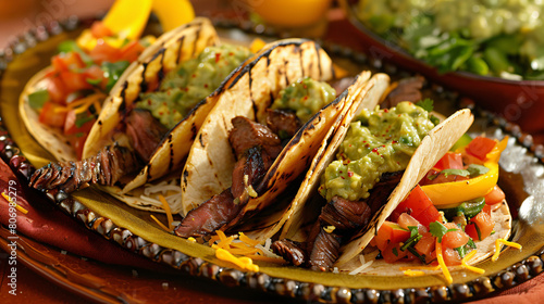 Taco plate with beef grilled veggies and guacamol © Alizeh