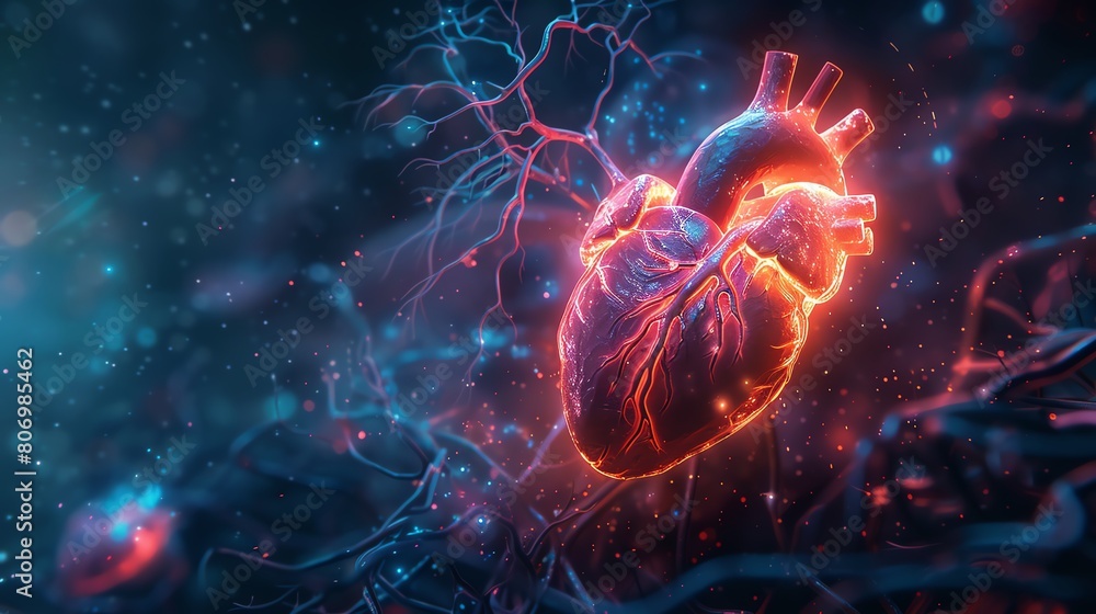 An illustration of a human heart. The heart is the organ that pumps blood throughout the human