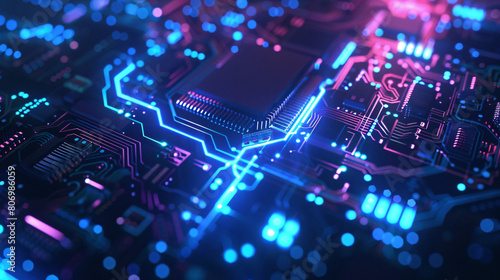 Technology circuit board background illuminated