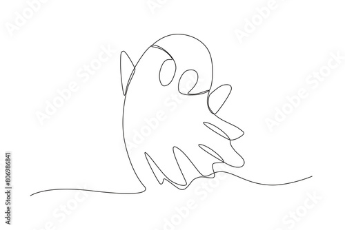 One continuous line drawing of Flying ghost spirit. Minimalism concept one line draw graphic design vector illustration
