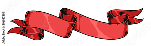 Wavy ribbon red vintage label