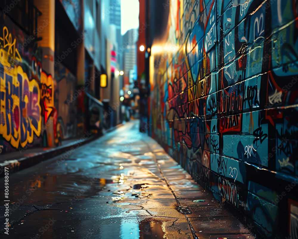 Fototapeta premium Transform urban graffiti into a realm of surreal beauty and mystique