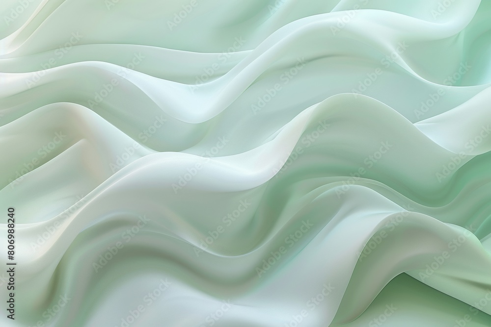 Obraz premium Beautiful abstract background with light green and white waves of fabric