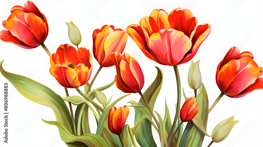 Obraz premium Digital tulip flower pattern abstract graphic poster background