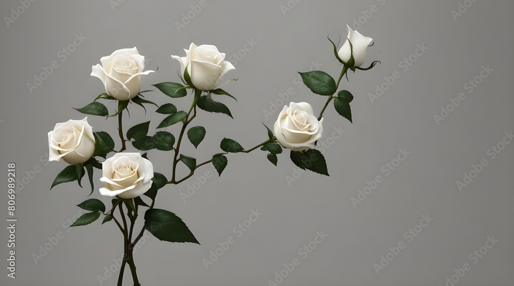 Fototapeta premium Collection of rose flower branches isolated on transparent or white background.generative.ai 