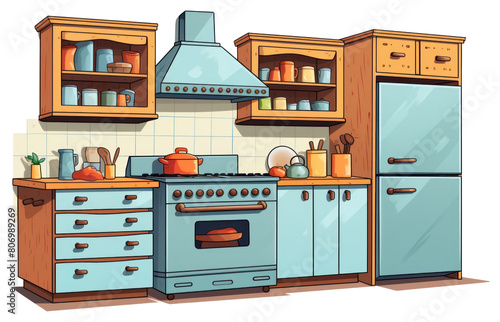 PNG Kitchen refrigerator appliance furniture.
