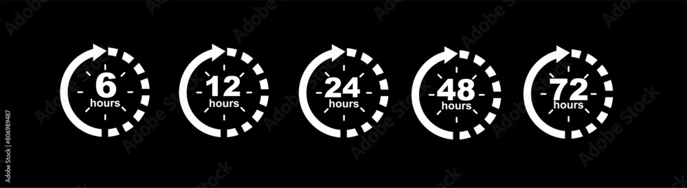 Fototapeta premium 6, 12, 24, 48, 72 hours clock...