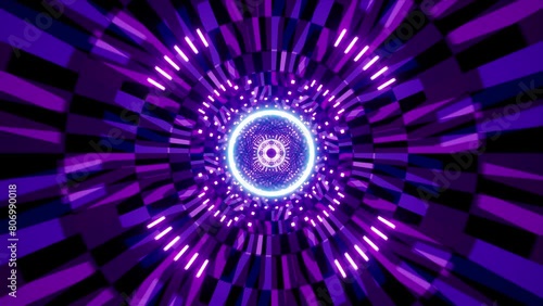 Glowing Blue Circle Lights with Trippy Purple Geometric Patterns VJ Loop photo