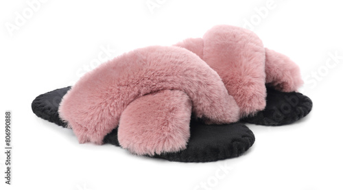 Pair of soft slippers isolated on white