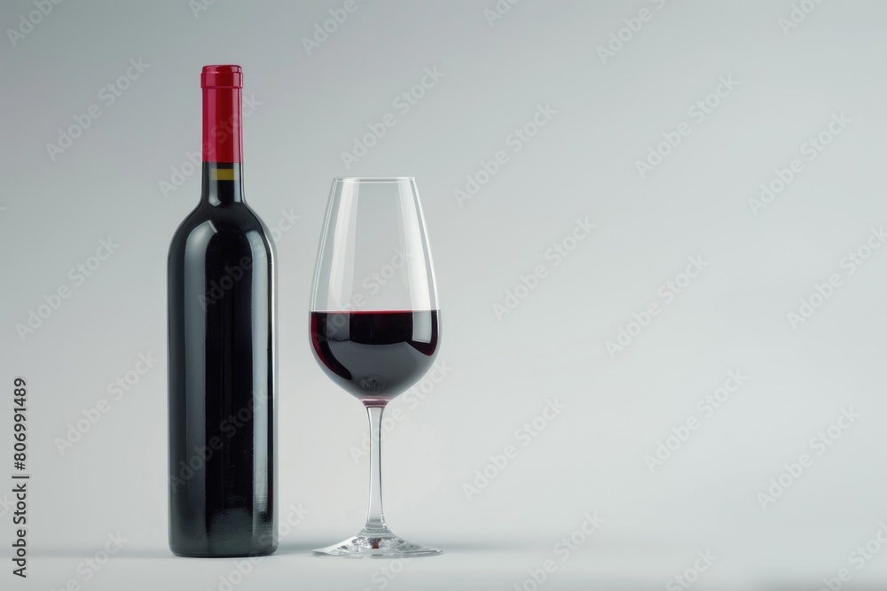 Wine Red Wine bottle and glass on white background Wine Red Wine bottle and glass on white background