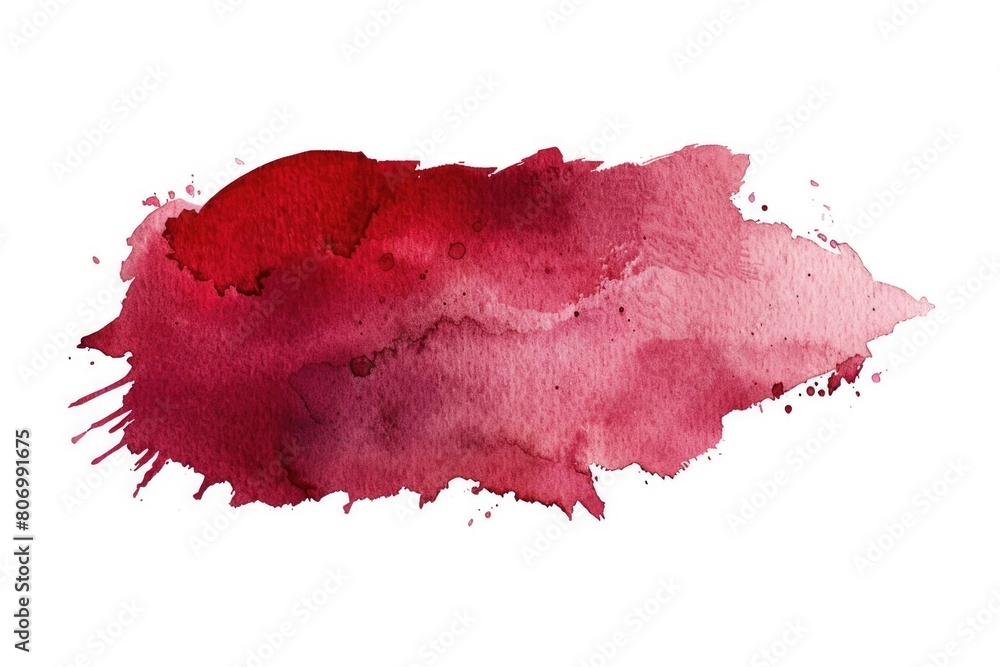 Realistic red wine stain on white background watercolor brush.