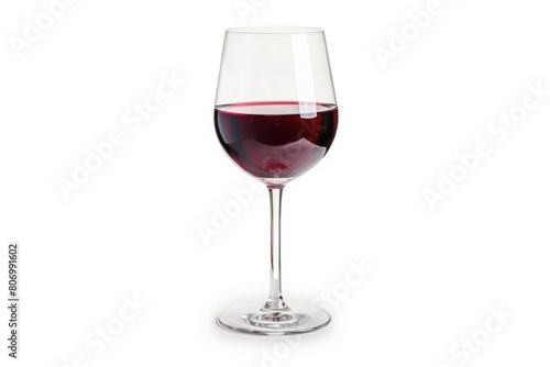 Red wine in a glass isolated on white background realistic photo image with clip path