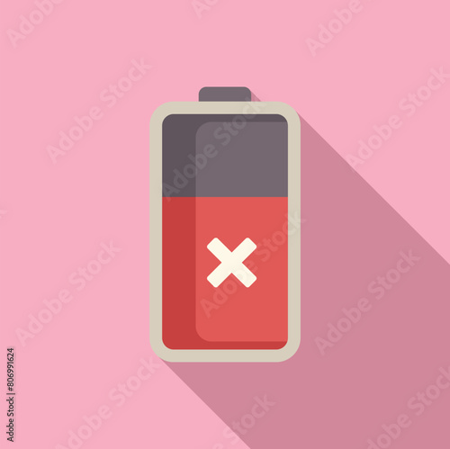 Half battery dont charging icon flat vector. Acid power. Energy status indicator