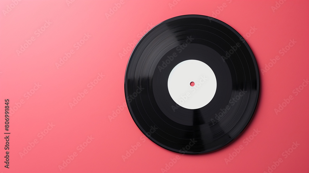 Fototapeta premium transient vinyl record mockup template on pink background
