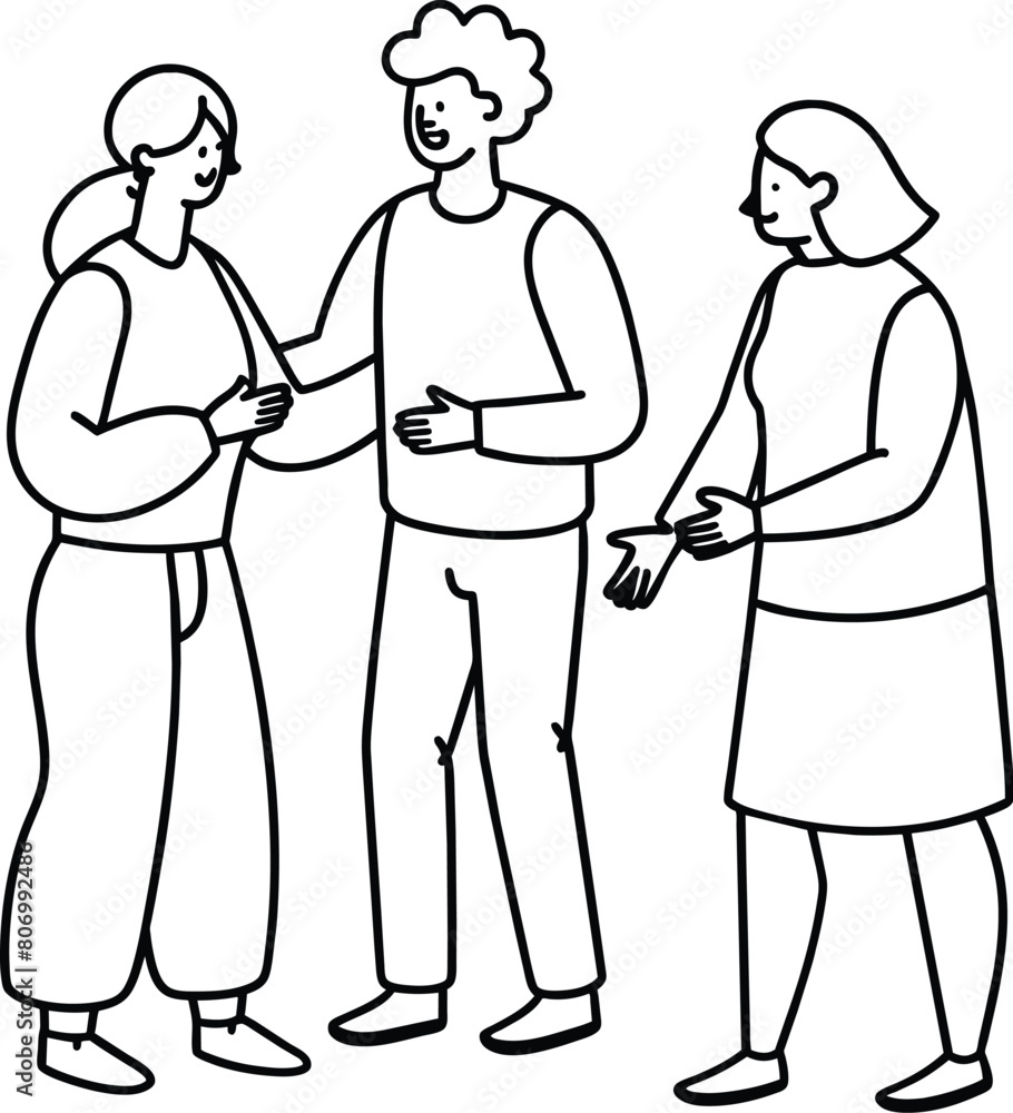 people interacting line art vector design people interacting line art vector design