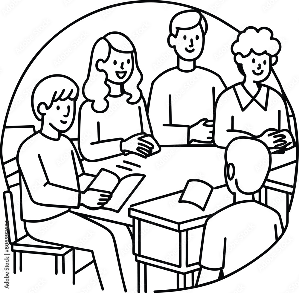 students studying line vector illustration students studying line vector illustration