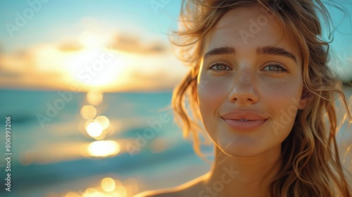 Close Up Portrait of Woman With Blue Eyes