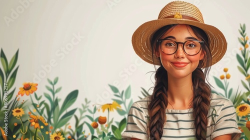 Woman Wearing Hat and Glasses in Front of Mural